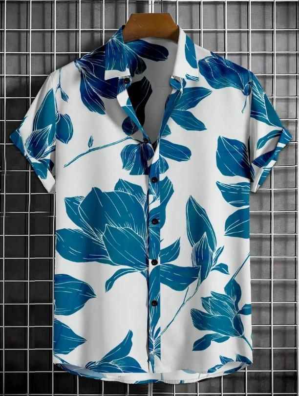 Men's Printed Half Sleeves Regular Collar Casual Shirt