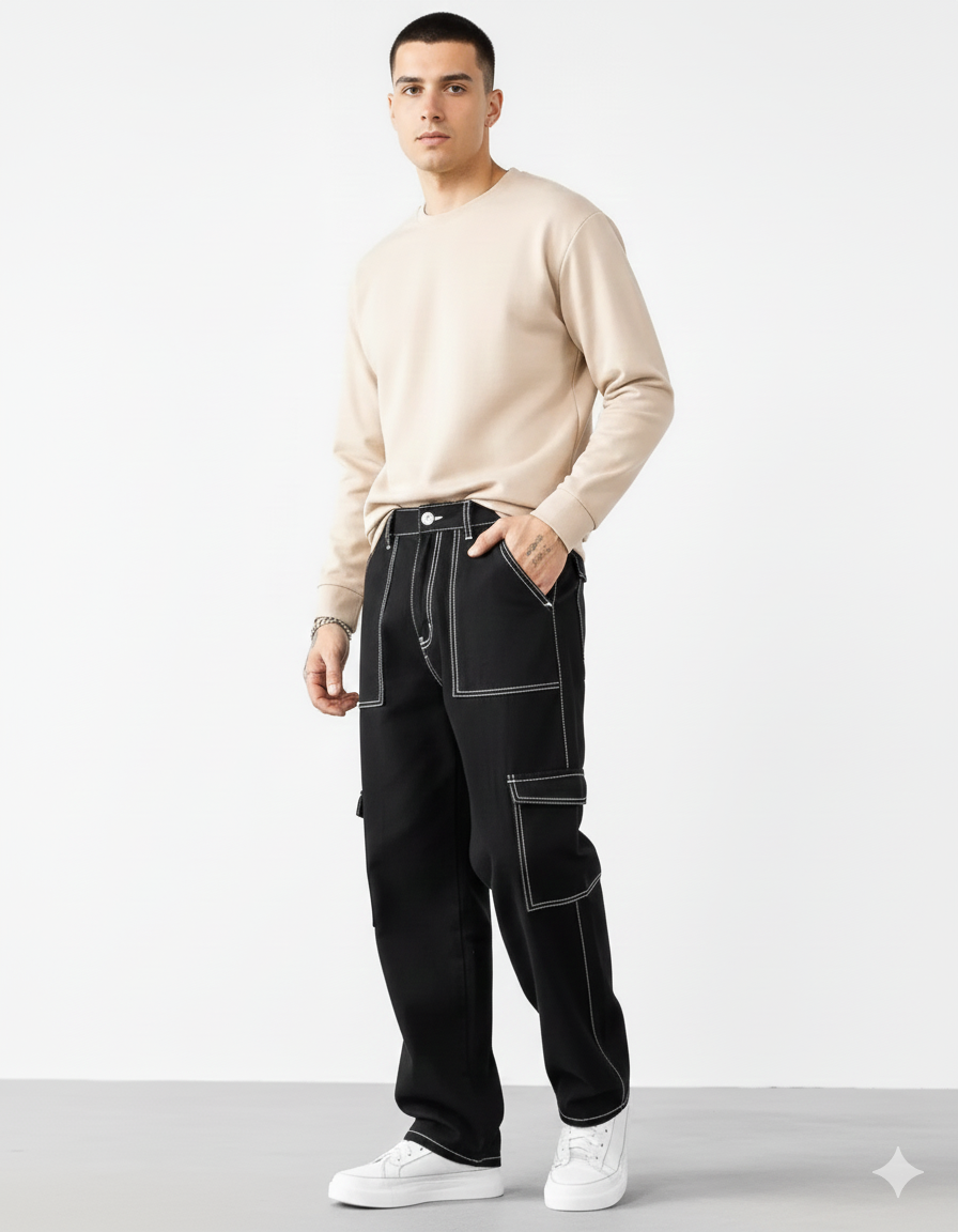 Men's Black Cargo Jeans